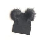 Asa Bebek Çocuk Kürk Ponponlu Unisex Bebek Triko Bere - Siyah ASAPPB01