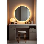 ASA KONSEPT Led'li Pilli Kablosuz Yuvarlak Ayna (Büyük Boy 60 x 60 cm) Duvar, Mutfak, Banyo, Makyaj Aynası