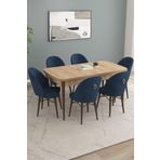 Asaella Mobilya Arya Meşe Desen 70X114 Mdf Açılabilir Yemek Masası Takımı 6 Adet Sandalye