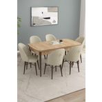 Asaella Mobilya Arya Meşe Desen 80X132 Mdf Açılabilir Yemek Masası Takımı 6 Adet Sandalye
