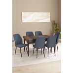 Asaella Mobilya Daisy Mdf Barok Desen Açılabilir 80X132 Cm 6 Sandalyeli Mutfak Masası Takımı