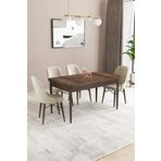 Asaella Mobilya Elizya Mdf Barok Desen Açılabilir 70X114 Cm 4 Sandalyeli Mutfak Masası Takımı