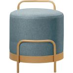 Asaella Mobilya Ella Ola Puf, Metal Halkalı Puf, Makyaj Oturağı ,puf Bench Montajsız Oturak Gold Metal Ayaklı - Füme
