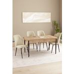 Asaella Mobilya Floryn Mdf Meşe Desen Açılabilir 80X132 Cm 4 Sandalyeli Mutfak Masası Takımı