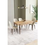 Asaella Mobilya Ikon Meşe Desen 80X132 Mdf Açılabilir Yemek Masası Takımı 4 Adet Sandalye