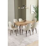 asaella mobilya Ikon Meşe Desen 80x132 Mdf Açılabilir Yemek Masası Takımı 6 Adet Sandalye