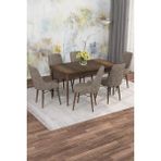 Asaella Mobilya Jusie Barok Desen 80X132 Açılabilir Sunta Masa Yemek Odası Takımı, Mutfak Takımı 6 Adet Sandalye - Cappuccino - 80 x 132