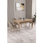 asaella mobilya Lima Meşe Desen 70x114 Mdf Açılabilir Yemek Masası Takımı 4 Adet Sandalye