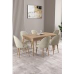 Asaella Mobilya Lima Meşe Desen 70X114 Mdf Açılabilir Yemek Masası Takımı 6 Adet Sandalye