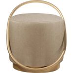 Asaella Mobilya Loop Serisi Puf, Metal Halkalı Puf, Makyaj Oturağı ,puf Bench Montajsız Oturak Gold Metal Ayaklı - Cappuccino