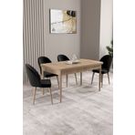asaella mobilya Milas Meşe Desen 80x132 Mdf Açılabilir Yemek Masası Takımı 4 Adet Sandalye