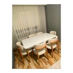 asaella mobilya Terra Ligna Beyaz 80x132 Açılabilir Mdf Masa Yemek Odası Takımı, Mutfak Takımı 6 Adet Sandalye