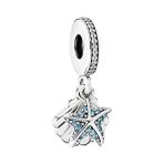 Asaf Accessory Tropikal Deniz Yıldızı ve Deniz Kabuğu Sallantılı Charm - Gümüş