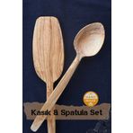 Asaf Atelier El Yapımı | Zeytin Ağacı | Tahta Kaşık & Spatula Seti - Büyük Boy