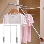Aşağı Gardırop Rayı Aşağı Çekmeli Dolap Çubukları Asmak için Askı Elbise Gardırop Kaldırma Rayı Düzenleyici Depolama Sistemi Ergonomik Sap 26 lb Yük Kapasitesi, Ayarlanabilir Genişlik, Gümüş, 890 ila