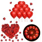 ASANMU Romantik Dekorasyon Mumlar, Düğün Dekorasyon Seti 1000 Gül Yaprağı, 50 Kırmızı Çay Lambası, 10 Kırmızı Folyo Balon Romantik Mum Seti Sevgililer/Nişan/Doğum Günü/Anneler Günü/Parti Dekorasyonu