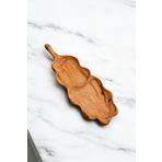 ASB Olive Crafted Kişiye Özel Zeytin Ağacı El Yapımı Saplı Kıvrımlı Sunum Tabağı 2 Bölmeli