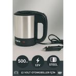 ASBEN 12 Volt Oto Araç Kettle Araba Su Isıtıcı Çelik Kettle(YARIM LİTRE HACİM)