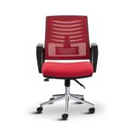 Asbir Mobilya Metis Metal Ayaklı Ofis Sandalyesi, Çalışma Koltuğu, File Sırt, 32 DNS Sünger, Plastik Teker, 95x57x53 cm (Kırmızı)