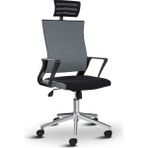 Asbir Mobilya Rigel Başlıklı Metal Ayaklı Çalışma Koltuğu Ofis Sandalyesi - Gri - Siyah