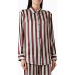 Asceno London Çizgili Ipek Charmeuse Gömlek Maroon Stripe - Renkli