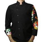 Aşçı ceketi Desenli Unisex Çıtçıtlı Uzun Kollu Chef Aşçı Mutfak Ceket Kuru Kafa (Beyaz, XL)