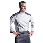 Aşçı Ceketi Kot Garnili Beyaz Uzun Kol (Beyaz, XS)