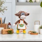 Aşçı inek Molly, oyuncak inek figürü, amigurumi, örgü oyuncak