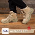 Ascim Outdoor Erkek Yarım Boğazlı Bot Bej Nubuk Su Geçirmez Kaymaz Taban ile Kışlık Konfor