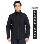 Ascim Tam Fermuarlı Scuba Dalgıç Kumaş Erkek Mont,ceket - 4 Cepli - Siyah