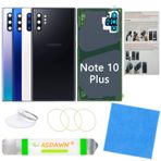 ASDAWN Galaxy Note 10+ Arka Kapak Cam Değiştirme Önceden Yüklenmiş Kamera Lensi + Tüm Yapıştırıcı+Kurulum Kılavuzu+Samsung Galaxy Note 10 Plus SM-N975 Tüm Taşıyıcılar için Onarım Araç Kiti (Aura Siyah)