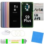 ASDAWN Galaxy S9+ Arka Kapak Cam Değiştirme Önceden Takılmış Kamera Lensi + Tüm Yapıştırıcılar + Kurulum Kılavuzu + Samsung Galaxy S9 Plus SM-G965 Tüm Taşıyıcılar için Onarım Araç Seti (Gece Karanlığı Siyah)