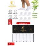 Asden Bambu Erkek Patik Çorap Beyaz Premium Kutu 6\'lı, Yıkamalı, Burun Dikişsiz - 41 - 46