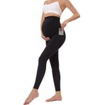 ASDIIT Annelik Yoga Egzersiz Tozluk Cepler, Kadınlar için Yüksek Belli Gebelik Legging Koşu Spor Pantolon, Siyah, M