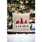 Asdiva 43X43 Yılbaşı Kırlent Kılıfı Bej Punch Desenli Yeni Yıl Noel Baba Cüce Süzene Panç 01