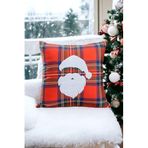 Asdiva 43X43 Yılbaşı Kırlent Kılıfı Kırmızı Ekose Kumaş Beyaz Punch Noel Baba Desenli Süzene Panç