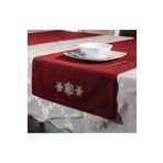 Asdiva Nakışlı, Yılbaşı Konsepti Kar Tanesi Desen 45X140 Dekoratif Runner Bordo
