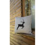 Asdiva Yılbaşı Kırlent Kılıfı Bej Zemin Geyik Desenli Noel Yeni Yıl 43X43