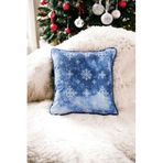 Asdiva Yılbaşı Kırlent Kılıfı Mavi Yeni Yıl Noel Kar Temalı Biyeli 43X43 Açık Mavi