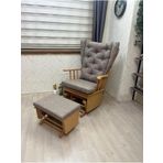Asedia Mama Puflu Naturel Kahve Minderli Sallanan Sandalye Emzirme Koltuğu