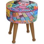 Asedia Miskin Naturel Frida Puf Ayak Ucu Puf Makyaj Koltuğu Puf Bench Ayak Dayama Ahşap Ayak Puf - 40 x 40 cm - Kahverengi - Açık Mavi