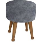 Asedia Miskin Naturel Kül Gri Puf Ayak Ucu Puf Makyaj Koltuğu Puf Bench Ayak Dayama Ahşap Ayak Puf - 40 x 40 cm - Açık Gri