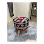Asedia Mobilya Asedia Miskin Naturel Kilim Desen Yuvarlak Puf Ayakucu Tabure