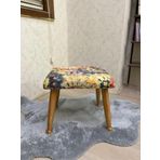 Asedia Trend Naturel Çiçekli Ahşap Ayak Uzatma Pufu Makyaj Koltuğu Tabure