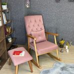 Asedia Trend Naturel Puflu Sallanan Sandalye, Pembe Kapitoneli