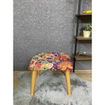 Asedia Trend Naturel Retro Puf Ayak Ucu Pufu Makyaj Koltuğu Puf Bench Ayak Dayama Ahşap Ayak Puf - Renkli