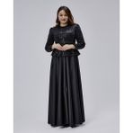 Asees Orta Beden Peplum Detaylı Tesettür Abiye Elbise - Siyah - 44