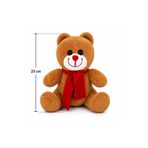 AsefKids Kırmızı Atkılı kahverengi Renkli Sevimli Romantik Yumuşak Ayıcık 25 Cm Dolgulu Ayı