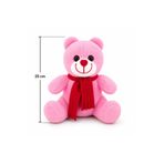 AsefKids Kırmızı Atkılı Pembe Renkli Sevimli Romantik Yumuşak Ayıcık 25 Cm Dolgulu Ayı
