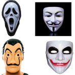 Asel 4 Adet Çığlık Vandetta La Casa De Papel ve Joker Maskesi 4'lü Set